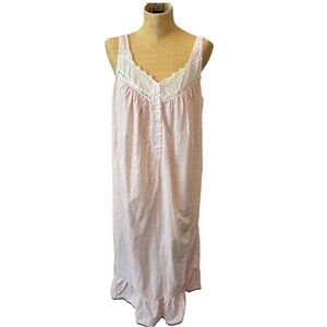 Bali Studio Vintage Nightgown Medium White 100% Cotton